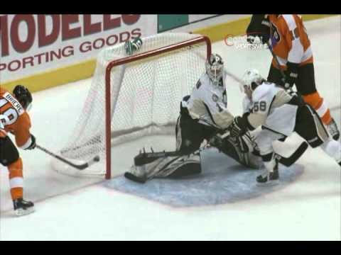 Danny Briere scores vs the Penguins - 10-16-2010