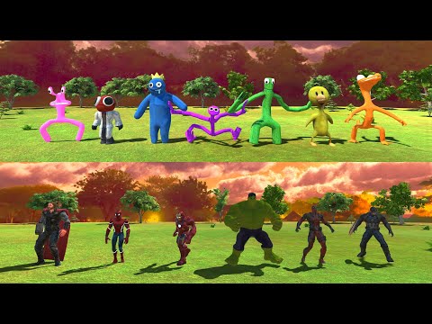 ALL Rainbow Friends vs Team Avengers - Animal Revolt Battle Simulator