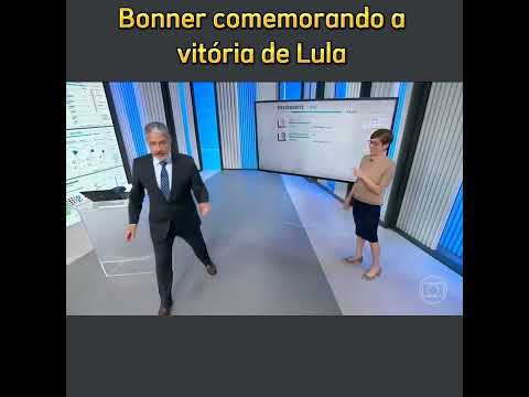 , title : 'Bonner comemorando a vitória de Lula.'