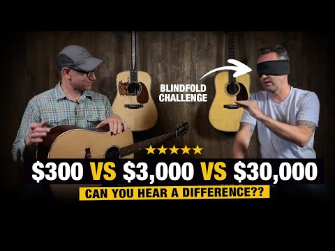 Blindfold Challenge: $300 vs $3,000 vs $30,000 Acoustic Guitar Battle!!!!!