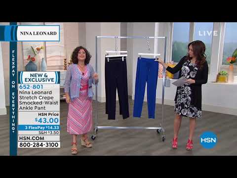 Nina Leonard Stretch Crepe SmockedWaist Ankle Pant