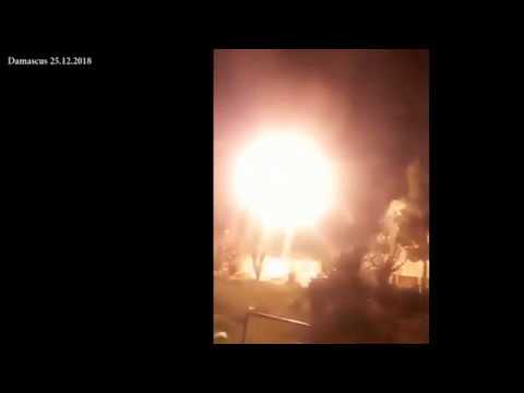 RAW Israeli Fighter Jets attack ISLAMIC Iran positions in Syria by Damascus December 25 2018 Video