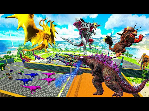 Godzilla Deathrun VS KONG and Dinosaurs T rex - Ark Dinosaurs Park