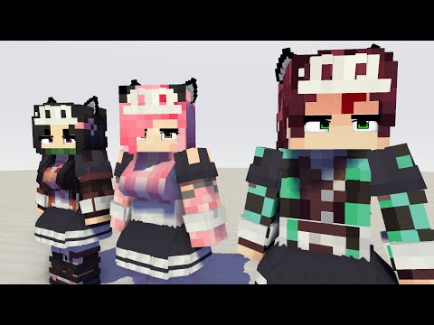 TUTU FIRST MEET LOVEFOOL PRETTY MAID KAWAII CHAN, NEZUKO AND TANJIRO - MINECRAFT ANIMATION #shorts
