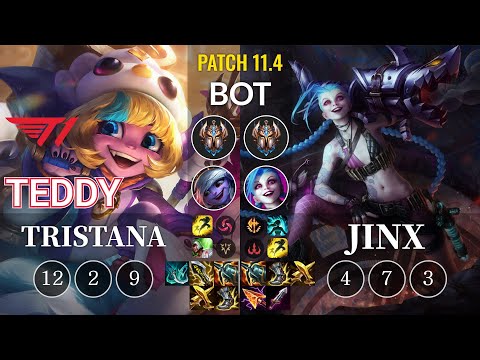 T1 Teddy Tristana vs Jinx Bot - KR Patch 11.4