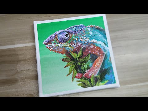 Acrylic painting /How to paint a chameleon. /Easy painting Tutorial #141