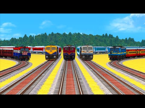 6 INDIAN TRAINS CROSSING ON CRAZY SHARP BEND RAILROAD TRACK #2 Indian Railways-Train Simulator 2022