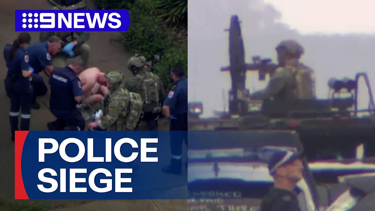 Man who allegedly shot at police arrested after heavily armed officers swarm home | 9 News Australia