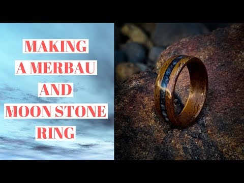 Making a Ring using Moon Stone and Merbau wood on a lathe