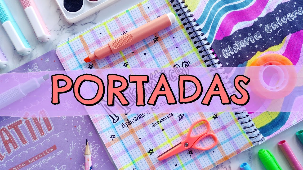 PORTADAS BONITAS para cuadernos con ROTULADORES 🦋 IDEAS para CARÁTULAS muy FÁCILES y RÁPIDAS