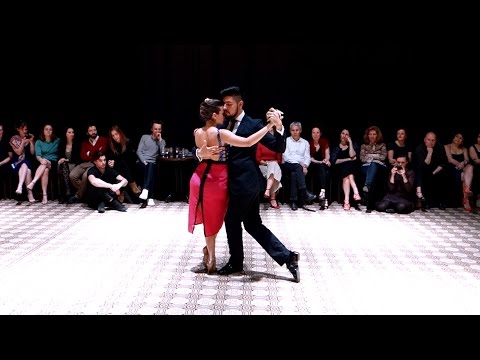  Nadia Johnson  and  Sebastian Jimenez  are  dancing  to  the  tango  "  Nueve Puntos  "  by  Carlos di Sarli  in  2016