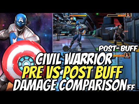 Civil Warrior Pre Buff Vs Post Buff Damage Comparison | Marvel Contest Of Champions