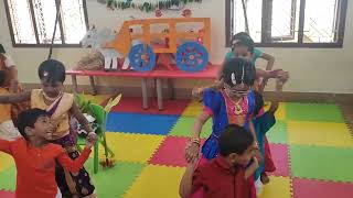 Kondadu kondadu dance by Ukg children at Jaisan Preschool Pongal celebration