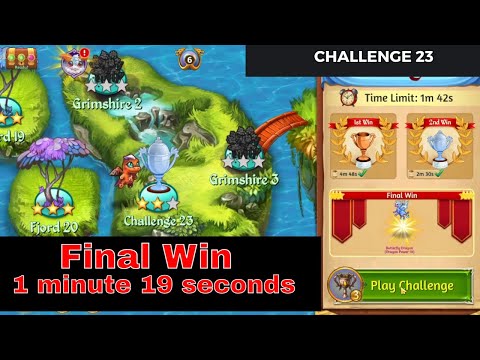 Merge Dragons |  Challenge 23  Final Win | 1m 19s | With Commentary