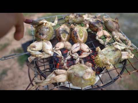 Cooking Pork with frog grilled eating delicious