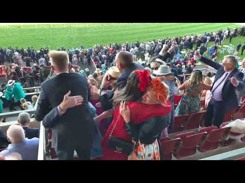 COX plate 2023 - Romantic Warrior Grandstand View - Hayes Pre Mature Celebration