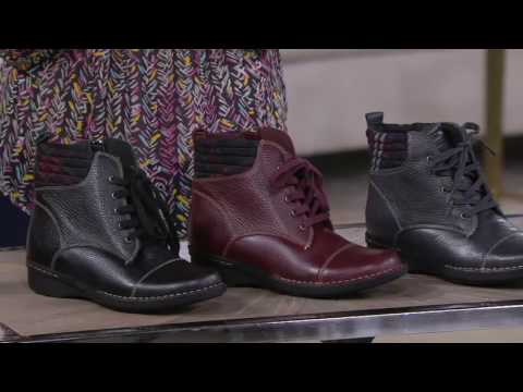 Clarks Leather Ankle Boots with Flannel Detail - Whistle Bea on QVC