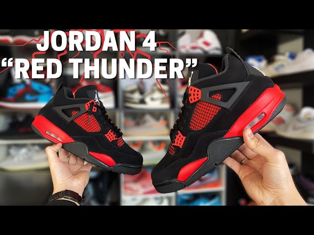 Vídeo relacionado con Air Jordan 4 Retro Flight Club - Zapatos para hombre (vela/rojo universitario/negro), Sail/University Red/Black, 9