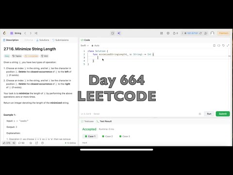 Day 664: LeetCode Problem 2716. Minimize String Length - Swift