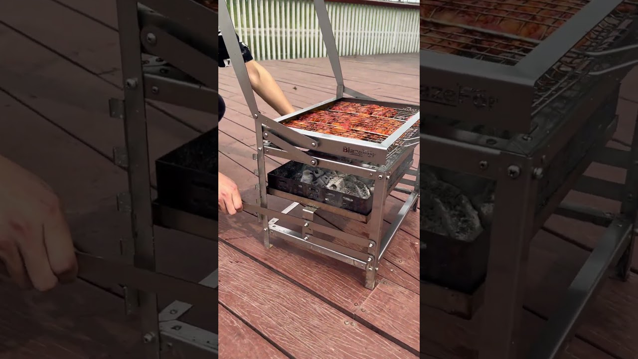 Outdoor rotating barbecue grill, easy to carry, perfect tool for outdoor camping. #bbq #flipgrill