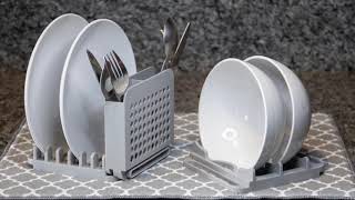 Dish Drying Mat with Modular Racks (Light Grey/Chevron)