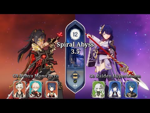 C0 Dehya Mono Pyro & C0 Raiden Hyperbloom | Spiral Abyss 3.5 Fullstar | Genshin Impact