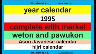 1995 calendar complete with markets - weton and pawukon