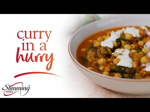 🌱 Chickpea & spinach curry in a hurry 🌱 15 minute Slimming World friendly recipe below ↙️