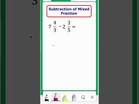 Mixed Fractions Subtraction || How To Subtract Mixed Fractions #shorts #ytshorts #subtraction