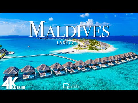 FLYING OVER MALDIVES (4K Video UHD) - Calming Music With Beautiful Natural Film For Stress Relief
