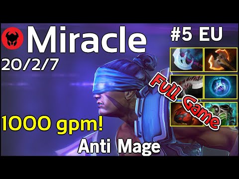 1000 gpm! Miracle [Liquid] plays Anti Mage!!! Dota 2 Full Game 7.20
