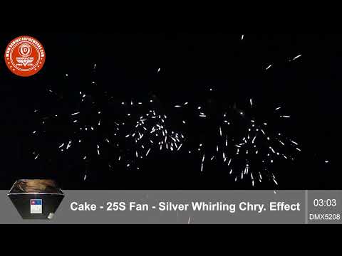 25 Shot Fan Silver Whirling Chrysanthemum by Dominator Pro Fireworks (500G, DMX5208)