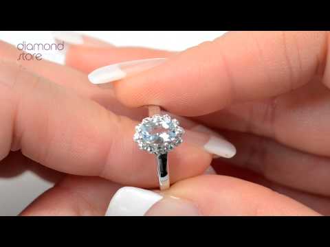 Aqua Marine 0.70CT And Diamond 9K White Gold Ring - E5746