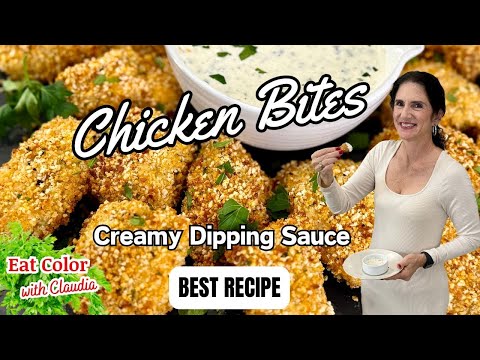 Crispy Parmesan Chicken Bites with Creamy Dipping Sauce | Easy Recipe @eatcolor
