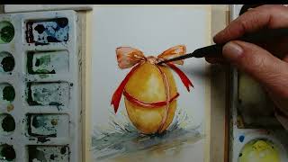 Yellow Easter Egg Watercolor Painting 🌼 Easy Spring Art Tutorial