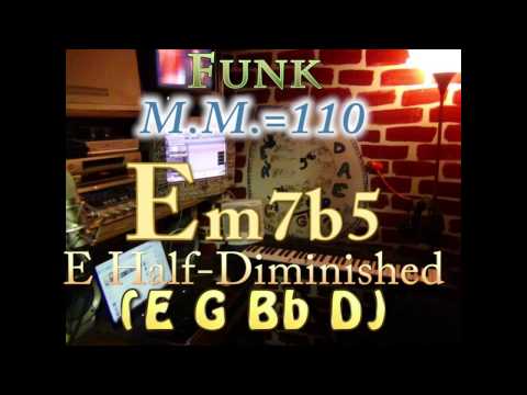 Em7b5 Half-Diminished (E G Bb D) One Chord Backing Track - Funk M.M.=110