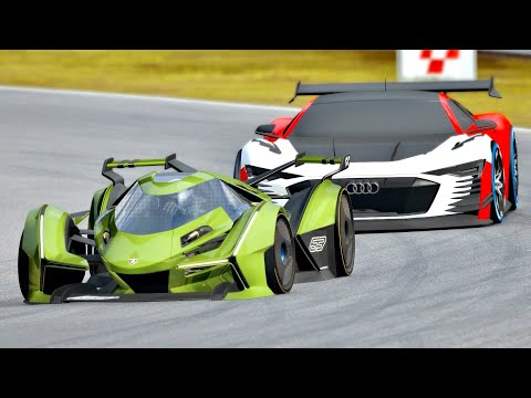 Audi Vision Gran Turismo vs Lamborghini V12 Vision GT at Brands Hatch