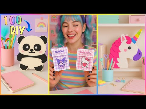100 DIY CUTE SCHOOL SUPPLIES IDEAS 💗 🌈 #diy #stationery