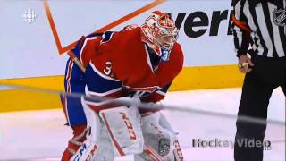 Carey Price gets a skate in the face and brings his tooth to the bench . May 3, 2013
