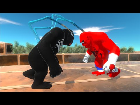 SPIDERMAN GORO vs BATMAN BRACHIOSAURUS vs VENOM GORO DEATH RUN - Animal Revolt Battle Simulator