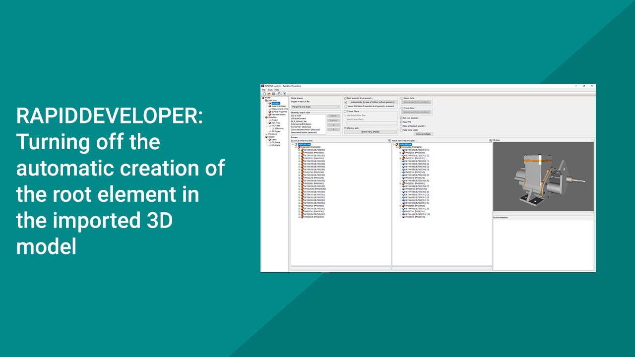 RapidDeveloper Tutorial. Turning off the automatic creation of the root element in the 3D model