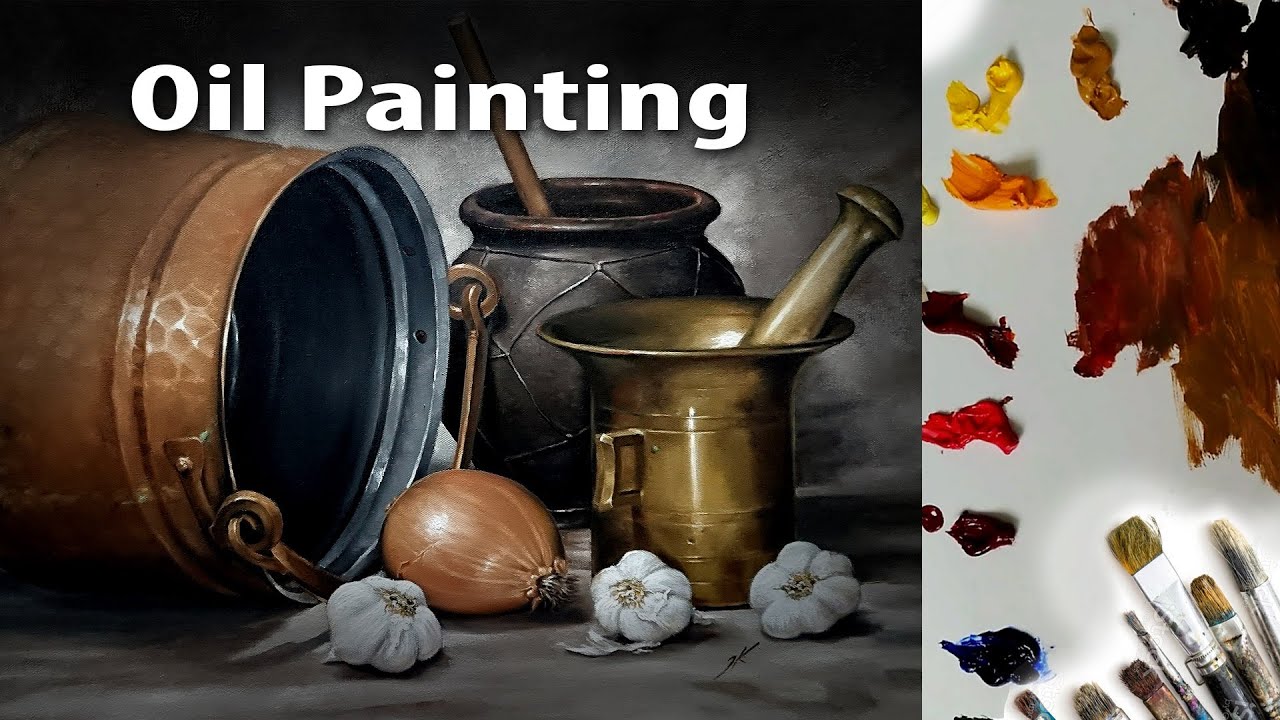 Painting the still life objects cont - Oil on canvas - video 3