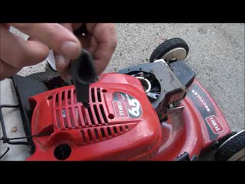HOW TO REWIND the STARTER PULL ROPE on a very common TORO GTS Recycler Lawnmower. TECUMSEH engine