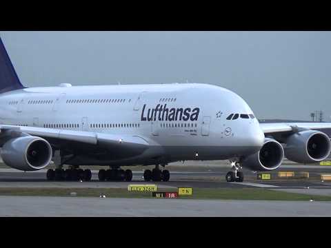 Lufthansa A380 Landing & Takeoff at Frankfurt Airport