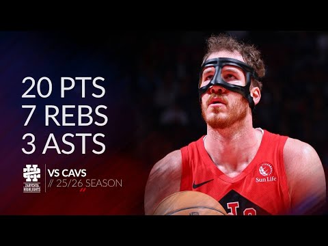 Jakob Poeltl 20 pts 7 rebs 3 asts vs Cavs 25/26 season