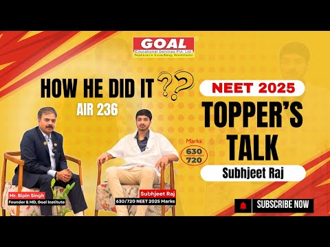 | TOPPER'S TALK | SUBHJEET RAJ | NEET 2025 TOPPER