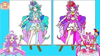 【ぬりえ対決】キュアエクレールのことが大大大大大好きなキュアアンサーvsキュアミスティックのぬりえ対決！！どちらのほうが上手かな？？名探偵プリキュア