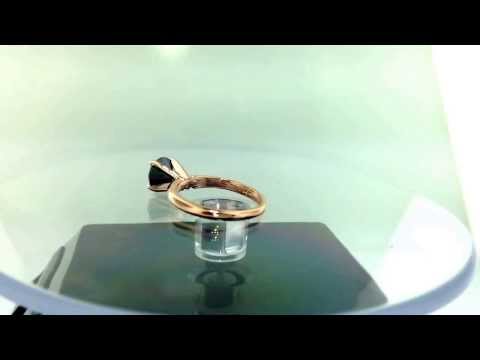 14k Rose Gold Black Diamond Solitaire Engagement Ring