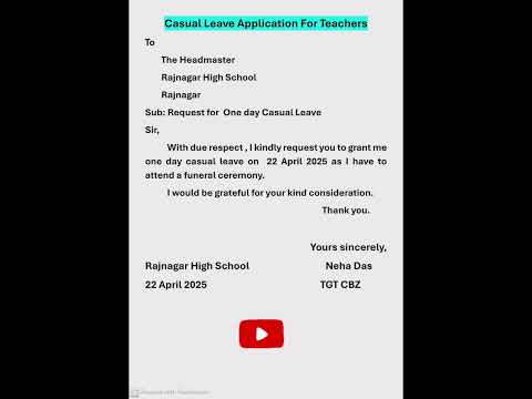Casual Leave Application for Teachers/Application for CL @memorableclips-n6s