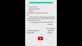 Casual Leave Application for Teachers/Application for CL @memorableclips-n6s
